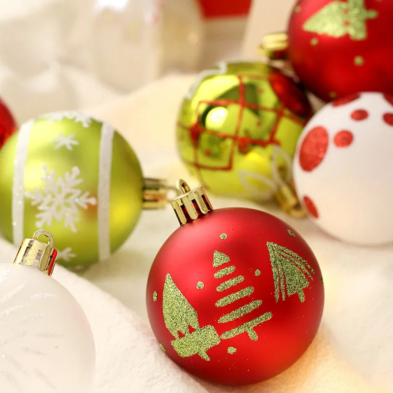 🎁 Set of 16 Christmas Baubles Red, Green and White - Tree Decoration
