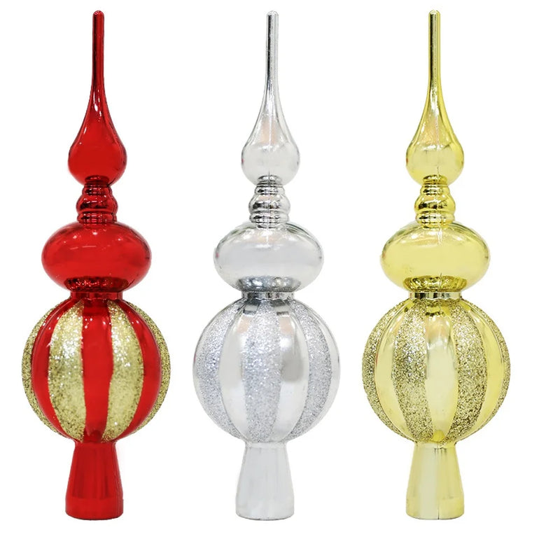 ✨ Shiny Tree Top Ornaments - Gold, Silver, Red